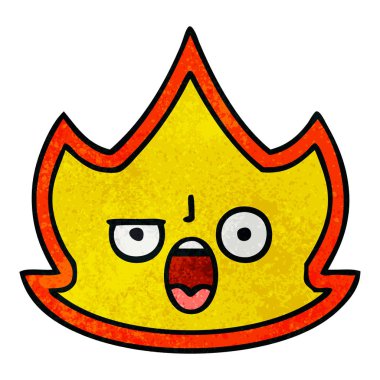 Retro grunge doku karikatür bir ateş