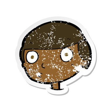 dik bir çizgi film çocuk Retro sıkıntılı etiket