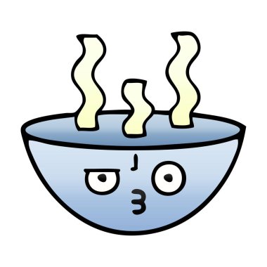 bir kase sıcak çorba degrade gölgeli karikatür