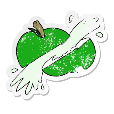 bir karikatür dilimlenmiş elma sıkıntılı etiket