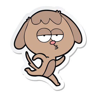 çalışan köpek etiket bir karikatür sıkılmış