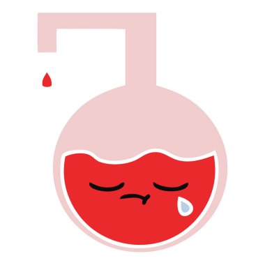 düz renk retro karikatür bir bilimsel deney 