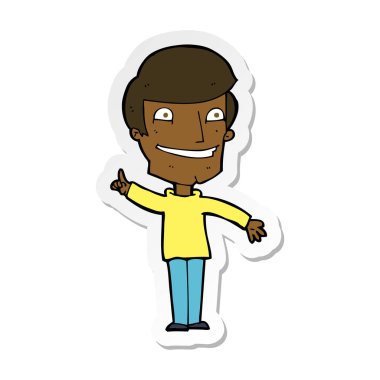 fikri olan bir çizgi film sırıtan adam etiketi