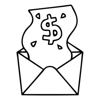 çizim için ilginç karikatür Doları zarf içinde