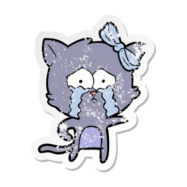 bir karikatür kedi sıkıntılı etiket