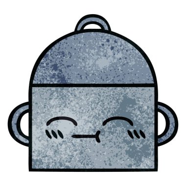 Retro grunge doku karikatür bir pişirme tencere