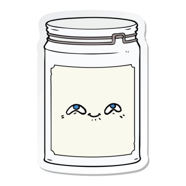 etiket, bir çizgi film cam kavanozu