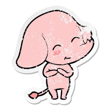 sevimli çizgi fil sıkıntılı etiket