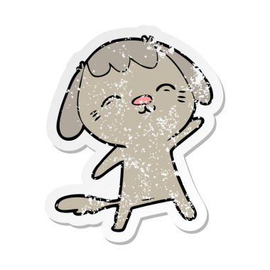 bir mutlu karikatür köpek sıkıntılı etiket