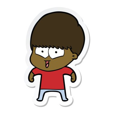 etiket bir karikatür mutlu çocuk