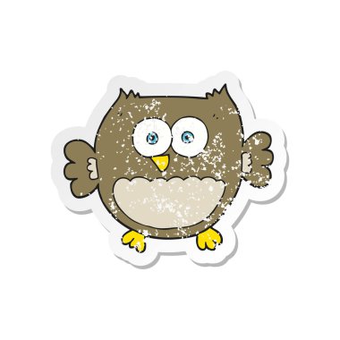 bir çizgi film baykuş Retro sıkıntılı etiket