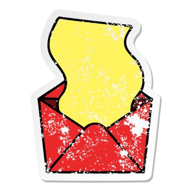 ilginç bir el sıkıntılı etiket çizilmiş karikatür mektup ve zarf