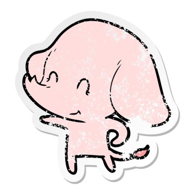 sevimli çizgi fil sıkıntılı etiket