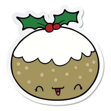 sevimli çizgi Noel pudingi etiket