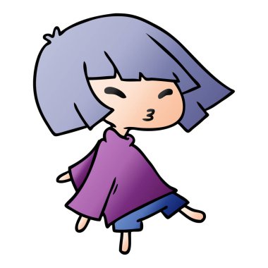 bir şirin kawaii kız degrade çizgi film gösterimi