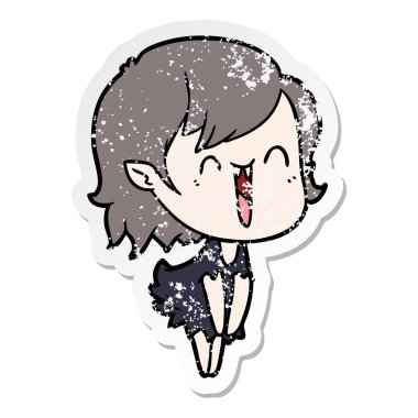 sevimli çizgi mutlu vampir kız sıkıntılı etiket