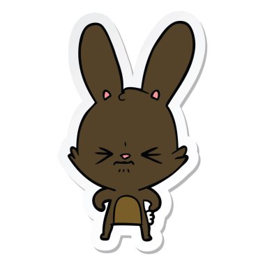 sevimli çizgi tavşan çıkartması