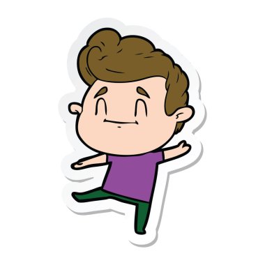 bir mutlu çizgi film adamın etiket