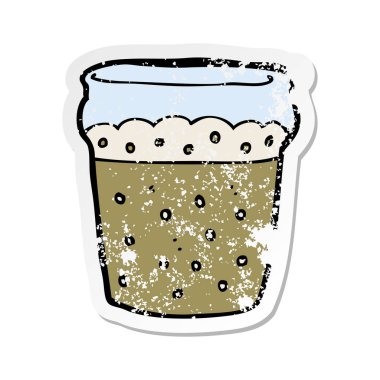 bir çizgi film bardak bira Retro sıkıntılı etiket