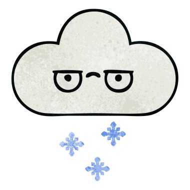 Retro grunge doku çizgi film kar bulut