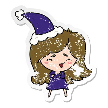 Noel sıkıntılı etiket karikatür kawaii kız