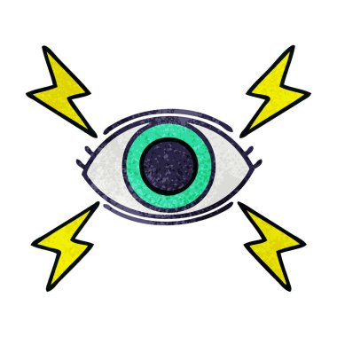 Retro grunge doku karikatür mistik bir göz