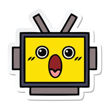 etiket sevimli çizgi robot baş