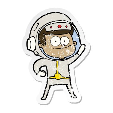 mutlu astronot karikatür sıkıntılı etiket