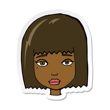 bir çizgi film kadın yüzü etiket