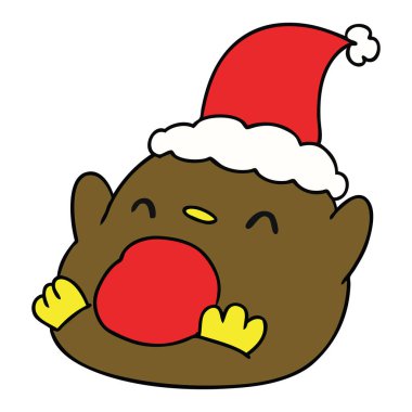 Noel karikatür kawaii Penguin el çekilmiş