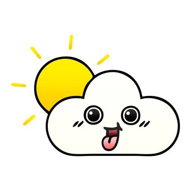 bir güneş ve bulut degrade gölgeli çizgi film