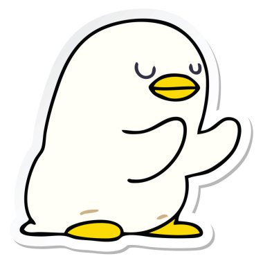 ilginç bir el etiket çizilmiş karikatür ördek yavrusu