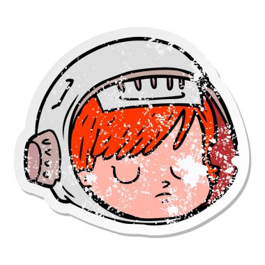 bir çizgi film astronot yüz sıkıntılı etiket