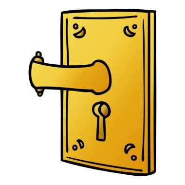 elle çizilmiş degrade çizgi film doodle bir kapı kolu