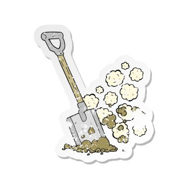 bir çizgi film kürek kir içinde Retro sıkıntılı etiket