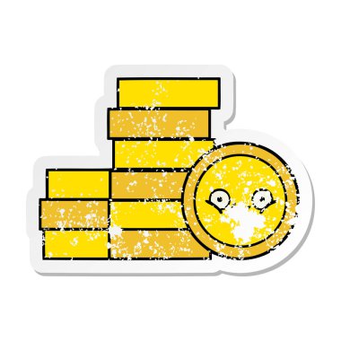 sevimli çizgi sıkıntılı etiket paralar