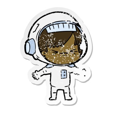 bir kızgın çizgi film alan kızın sıkıntılı etiket