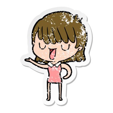 bir çizgi film kadının sıkıntılı etiket