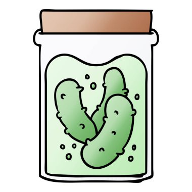 elle çizilmiş degrade çizgi film doodle kavanoz salatalık turşusu