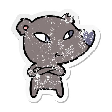 sevimli çizgi ayı sıkıntılı etiket