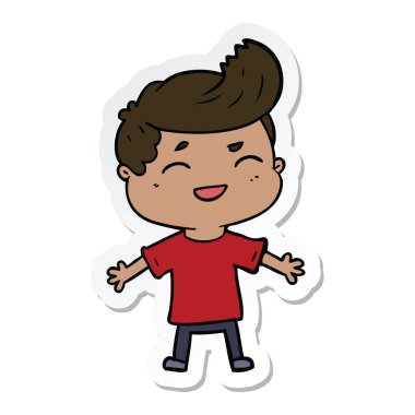 gülen bir çizgi film adam etiketi