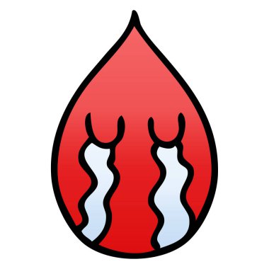 Degrade gölgeli ilginç çizgi film duygusal kan damlası