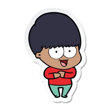 bir mutlu çizgi film çocuk etiket