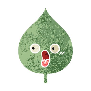 Retro illüstrasyon stil çizgi film ekspresiyon yaprak