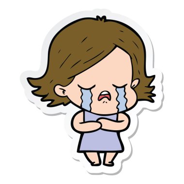 etiket bir çizgi film kız ağlıyor