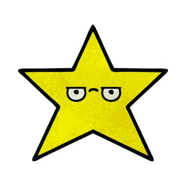 Retro grunge doku karikatür altın yıldız