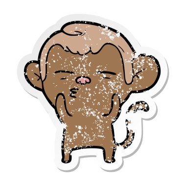 bir çizgi film şüpheli maymunun sıkıntılı etiket