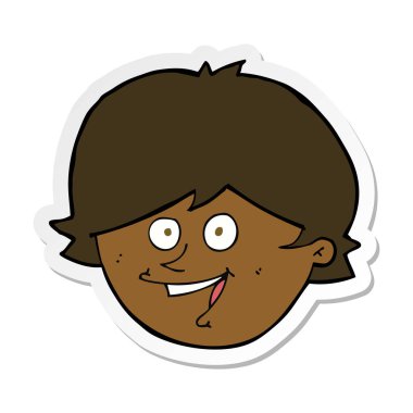 etiket bir karikatür mutlu çocuk yüz