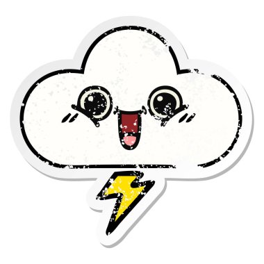 sevimli çizgi fırtına bulutu sıkıntılı etiket
