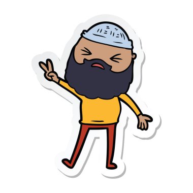 sakallı bir çizgi film adam etiketi